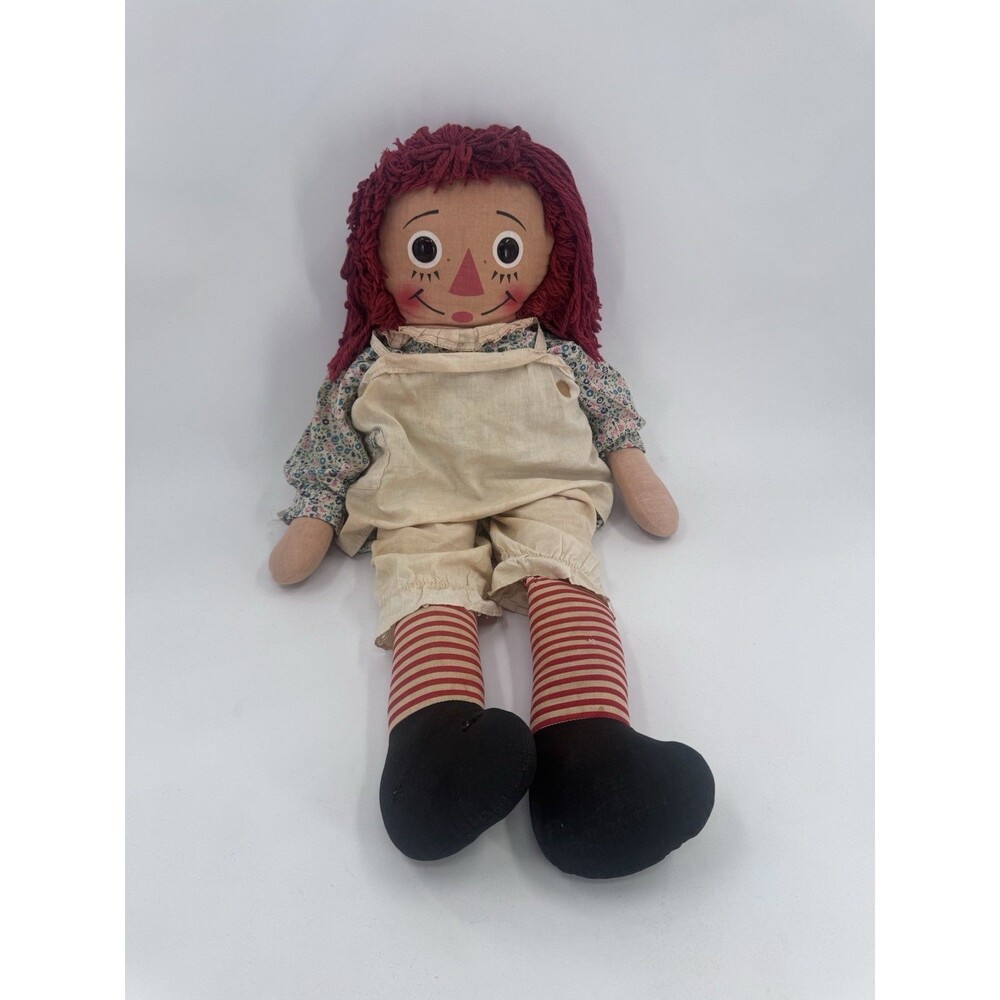 Vintage 1960's Raggedy Ann Knickerbocker Cloth Doll Large 30" Taiwan